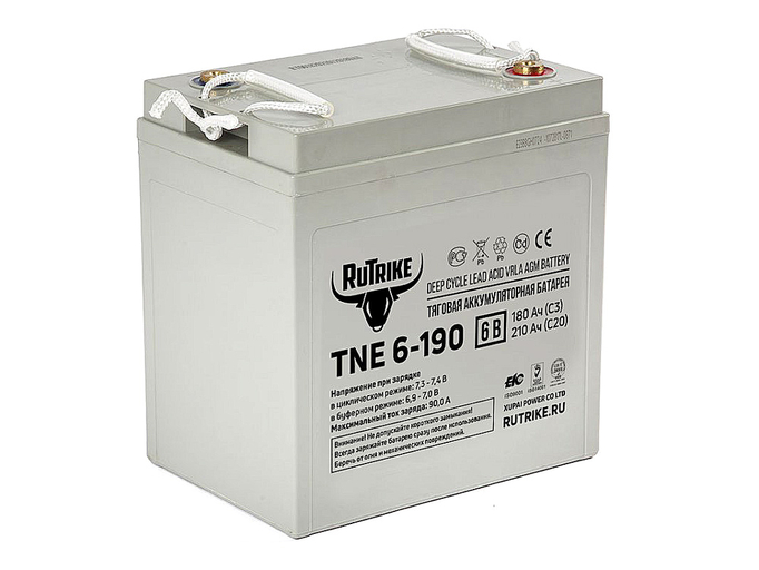 Тяговый гелевый аккумулятор RuTrike TNE6-190 (6V210A/H C3)